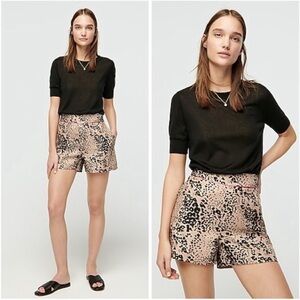 J. Crew Leopard Print Trouser Lined Linen Blend Shorts Size 6